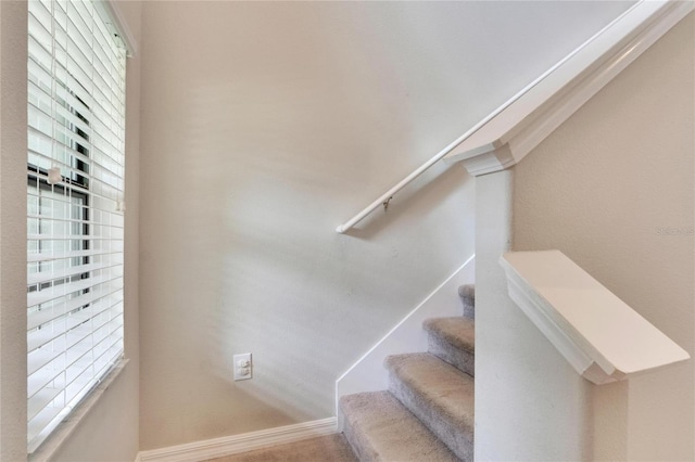 stairway featuring plenty of natural light