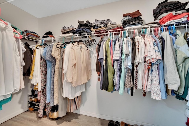 spacious closet featuring hardwood / wood-style flooring