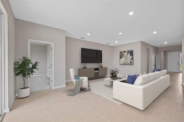 view of tiled living room