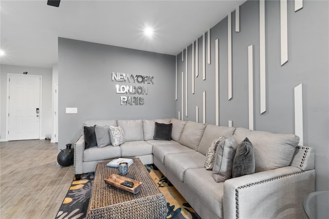 living room featuring light hardwood / wood-style flooring