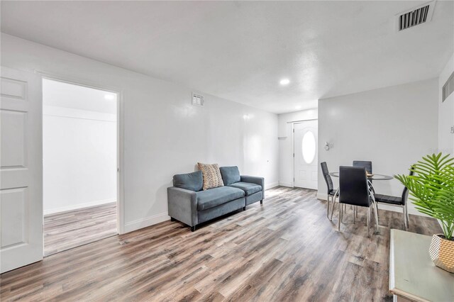 living room with wood-type flooring