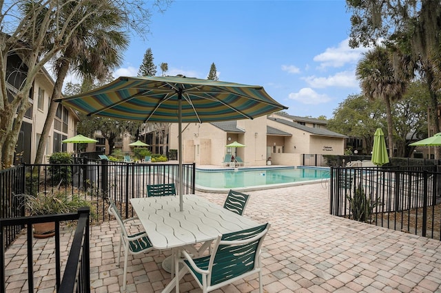 view of pool featuring a patio