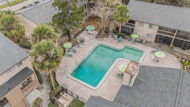 view of swimming pool featuring a patio