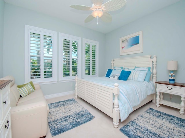 bedroom featuring ceiling fan