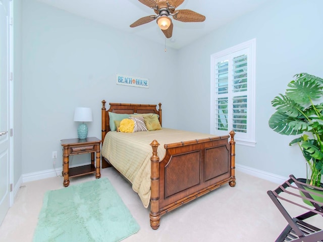 717 Manns Harbor Dr, Apollo Beach, FL 33572 - bedroom with ceiling fan, baseboards, and light carpet