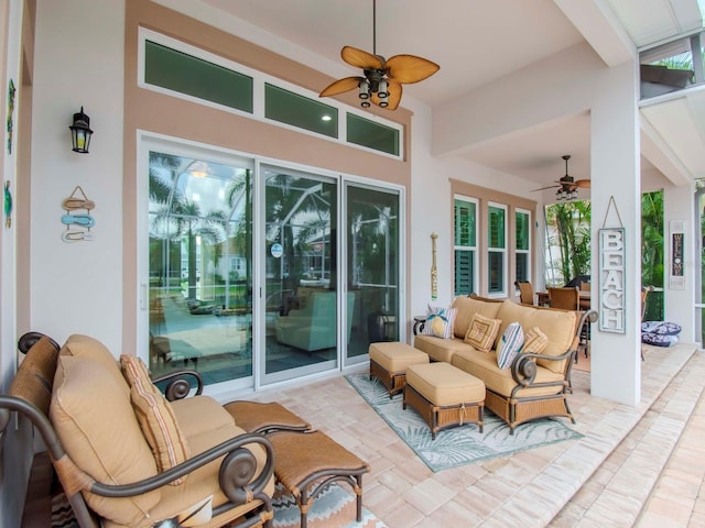 717 Manns Harbor Dr, Apollo Beach, FL 33572 - view of patio with outdoor lounge area and a ceiling fan