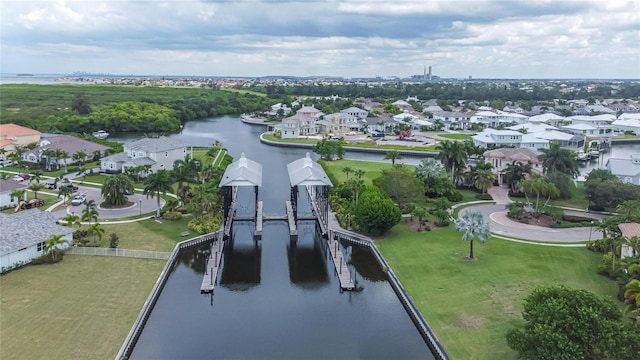 717 Manns Harbor Dr, Apollo Beach, FL 33572 - bird's eye view featuring a residential view and a water view