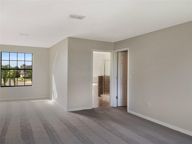 unfurnished room featuring light colored carpet