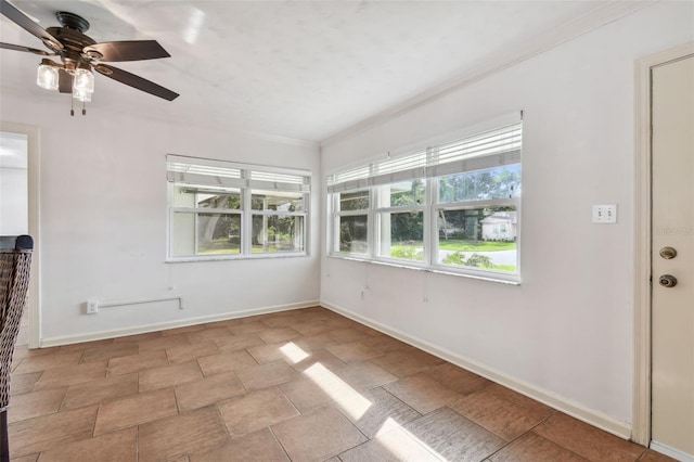 interior space featuring ceiling fan