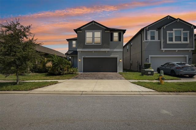 view of front of house with a garage