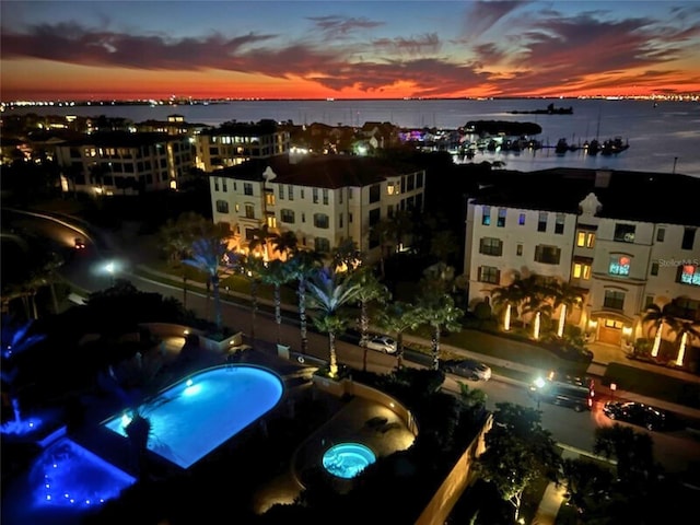 view of city with a water view