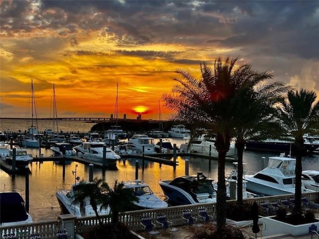 view of dock featuring a water view