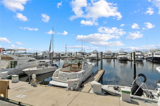 view of dock featuring a water view