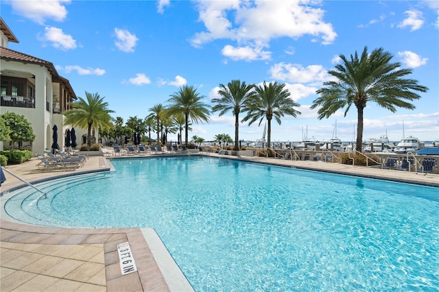 view of pool featuring a patio area