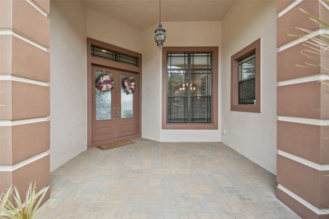 property entrance with french doors