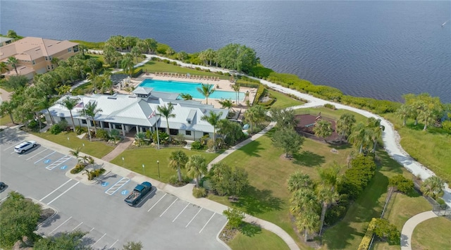 bird's eye view featuring a water view