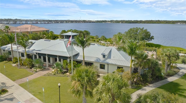 bird's eye view featuring a water view