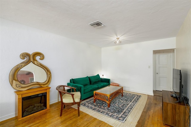 living room with hardwood / wood-style flooring