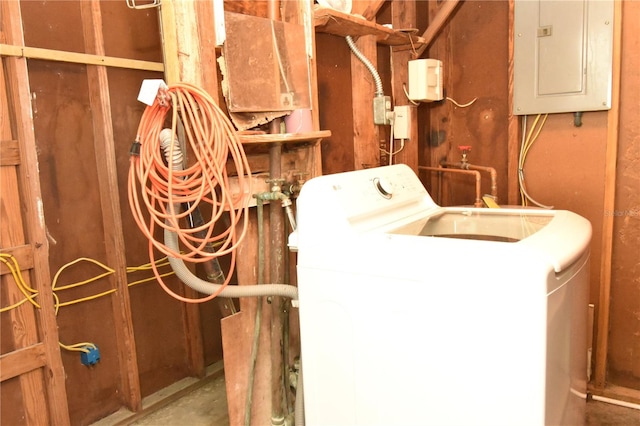 laundry area with washer / clothes dryer and electric panel