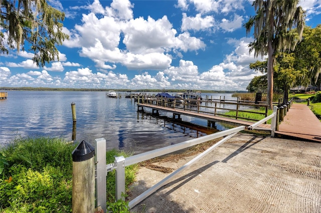 view of dock featuring a water view