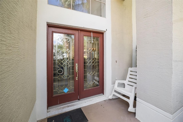 doorway to property with french doors