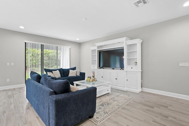 living room with light wood-type flooring