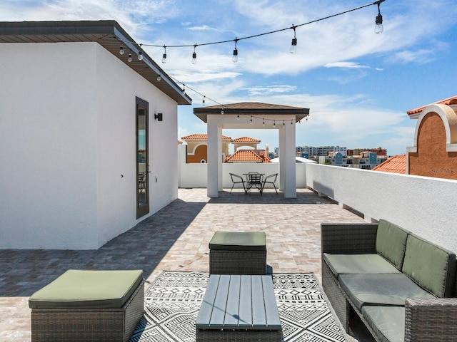 view of patio featuring a gazebo