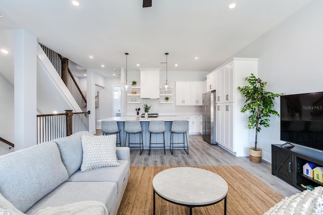 living room featuring light hardwood / wood-style flooring