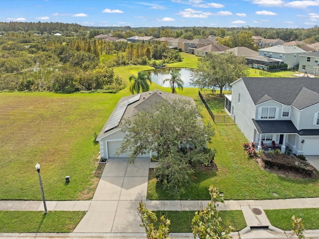 bird's eye view featuring a water view