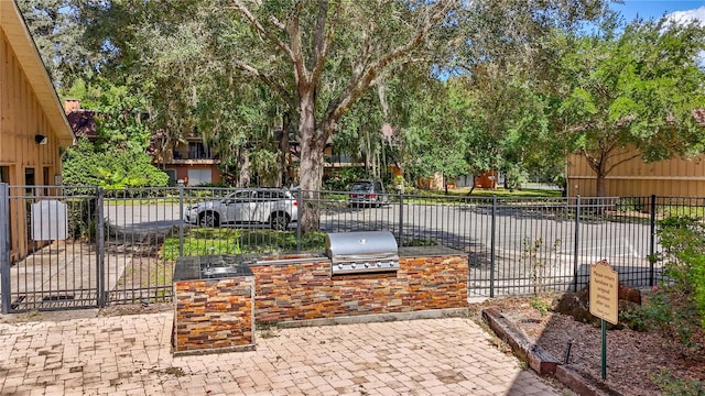 view of patio with area for grilling