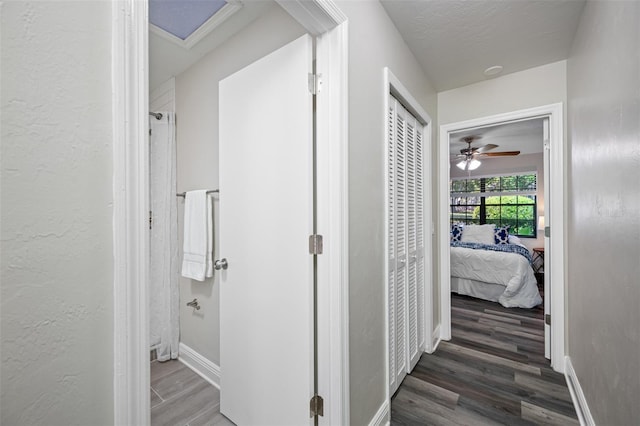 hallway featuring dark wood-type flooring