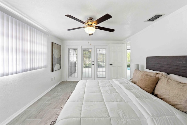 bedroom featuring ceiling fan