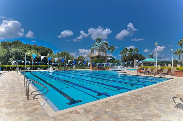 view of pool featuring a gazebo