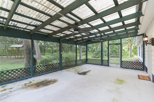 view of unfurnished sunroom