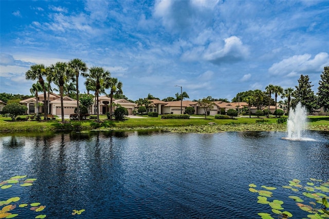 view of water feature with a residential view