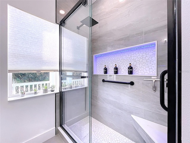 bathroom featuring walk in shower