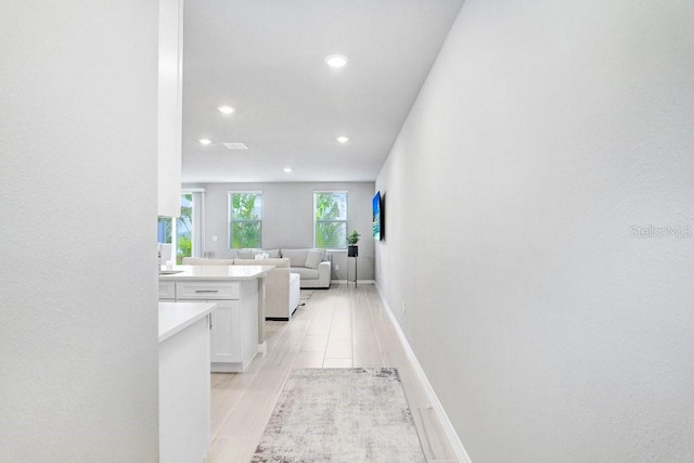 interior space with light hardwood / wood-style flooring