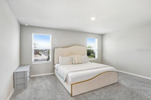 carpeted bedroom with multiple windows