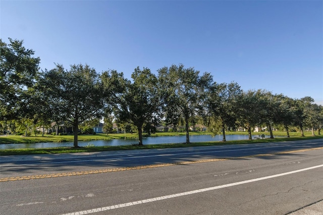 view of road featuring a water view