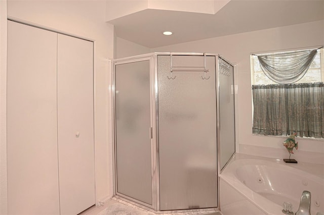 bathroom with independent shower and bath