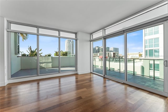 unfurnished room featuring wood-type flooring and a wealth of natural light