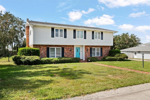 view of front of property with a front lawn