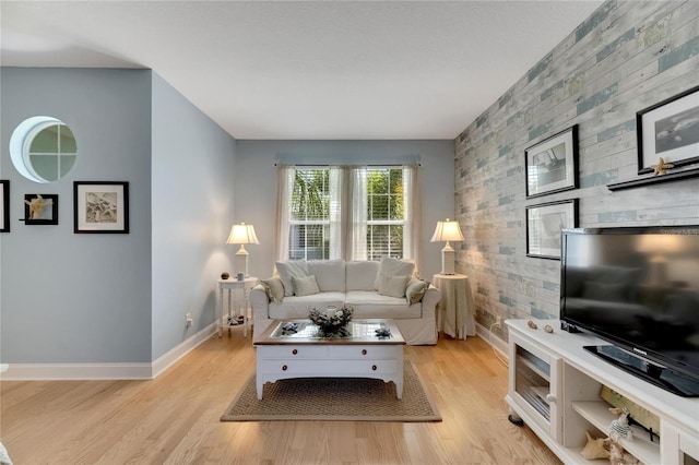 living room with light wood-type flooring