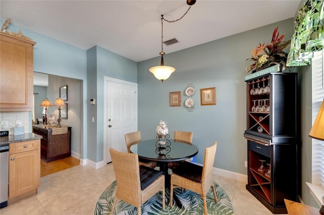 view of tiled dining room