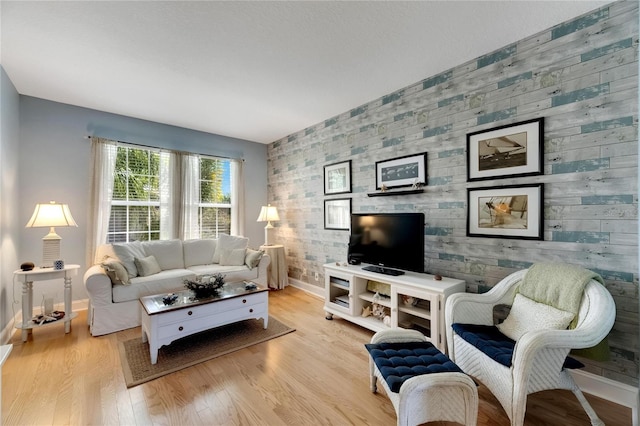 living room with light hardwood / wood-style floors