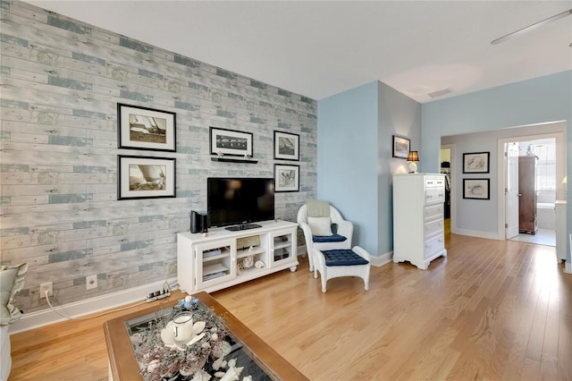 living room with light wood-type flooring