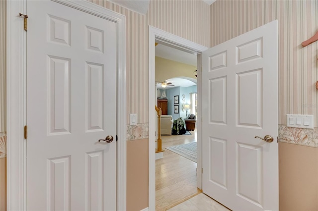 hall featuring light wood-type flooring