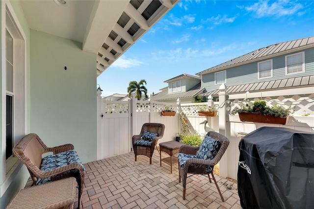 view of patio / terrace with a grill