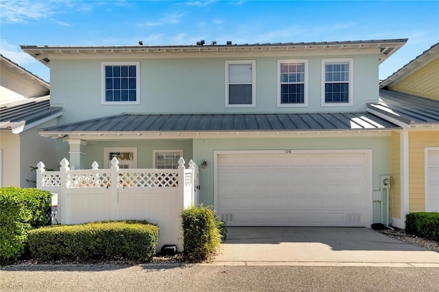 view of front of house with a garage