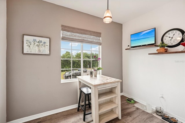 dining space featuring hardwood / wood-style flooring